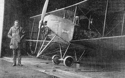Henry dressed to fly with a training aircraft