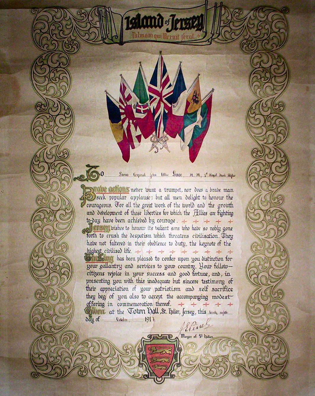 Certificate from St Helier